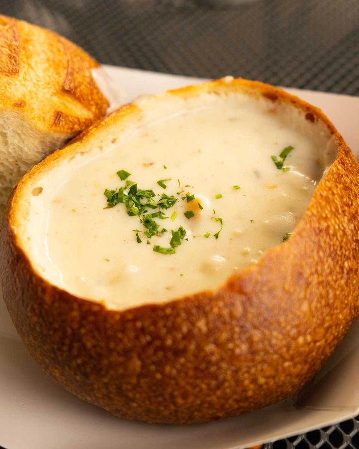 New England clam chowder in Boston