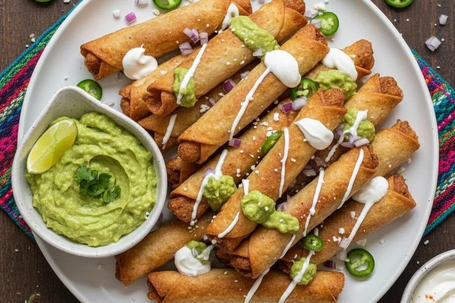 Rolled Tacos with Guacamole in San Diego