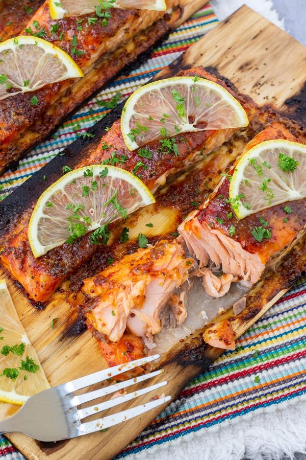 Cedar plank salmon in Seattle